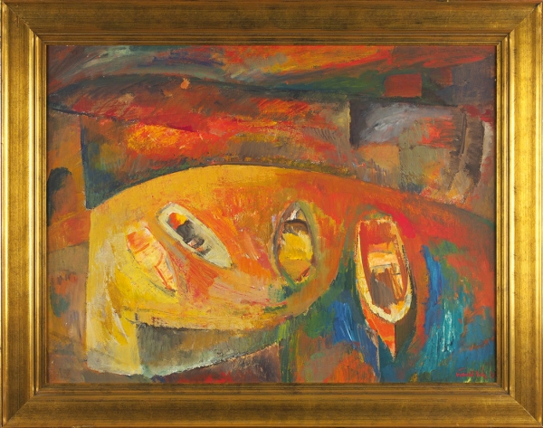 Поляков Валентин Иванович (1915–1977) «Лодки вечером». 1965. Холст, масло, 60x80 см.