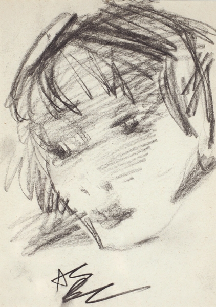 Зверев Анатолий Тимофеевич (1931–1986) «Девушка. Портрет». 1966. Бумага, карандаш, 20x14,3 см.