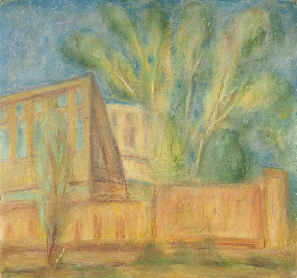 Табенкин Илья Львович (1914–1988) «Пейзаж». 1960-е. Бумага на картоне, пастель, 46x48,5 см.
