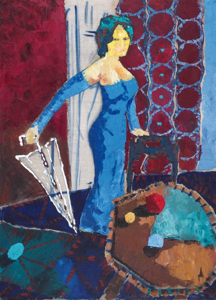 Исавнин Дмитрий. «Женщина с зонтом». 1990-е. Холст, масло, 100x73 см.