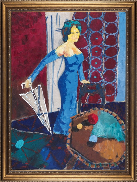 Исавнин Дмитрий. «Женщина с зонтом». 1990-е. Холст, масло, 100x73 см.