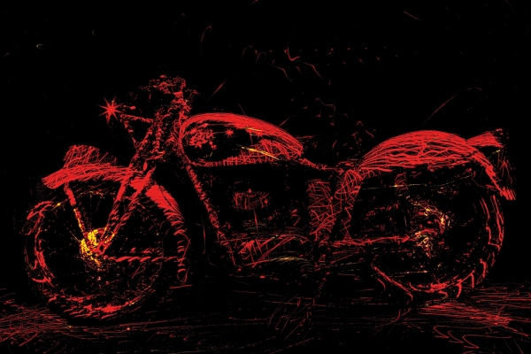 Рибас Виктор. Лазерная фрактальная фотография «Мотоцикл MV Agusta». Фотобумага Fujicolor Supreme. Авторская техника. Тираж 20 экземпляров. 45x30 см.