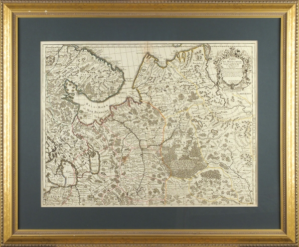 Карта Московии, составленная первым географом французского короля Гийомом Делилем по заказу сподвижника Петра Первого А. Матвеева в 1706 году. [Северная часть]. Париж, 1780.