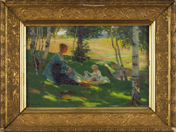 Максимов Алексей Федотович (1870–1942) «Отдых». 1920-е. Холст на картоне, масло, 22,5x34 см.
