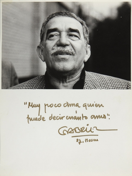 Габриэль Маркес [автограф]. Фотография / фот. В. Крохин. М., 1987.