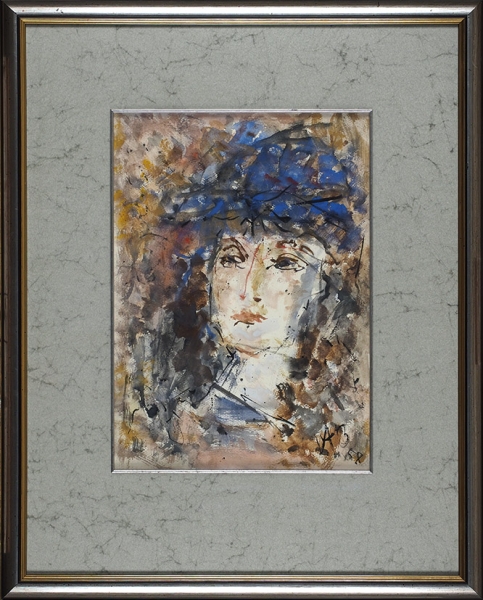 Зверев Анатолий Тимофеевич (1931–1986) «Женский портрет». 1958. Бумага, гуашь, 40,5x29,4 см.