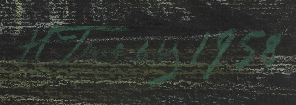 Гольц Ника Георгиевна (1925–2012) «Пейзаж. Грузия». 1958. Бумага черная, пастель, 30,2x49,7 см.