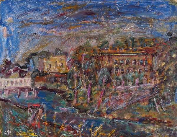 Зейтман Исай Михайлович (1899–1996) «У речки». 1963. Клеенка, масло, 58x74 см.