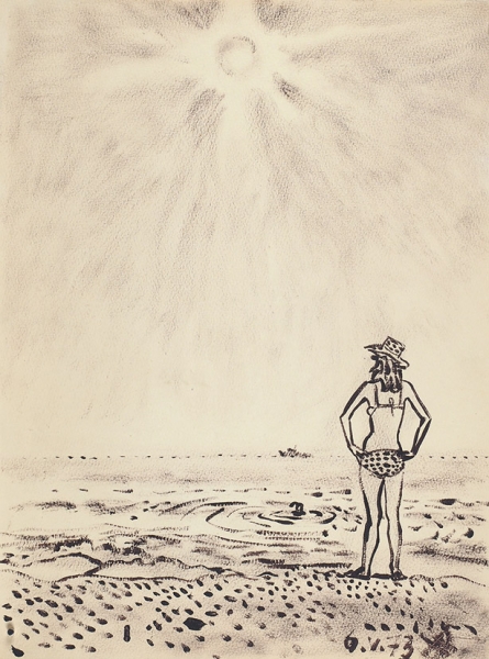 Максимов Александр Денисович (1930–1992) «Девушка у моря». 1973. Бумага, темпера, 48x36 см.