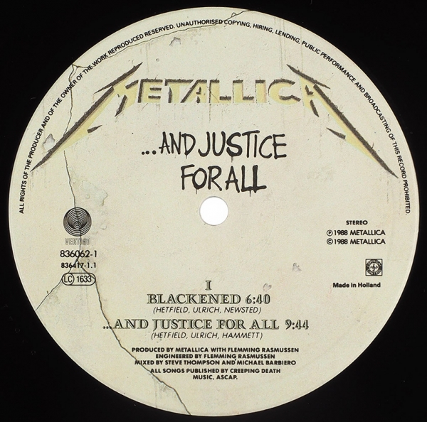 Альбом Metallica «... and justice for all» с автографами участников группы. 1988.
