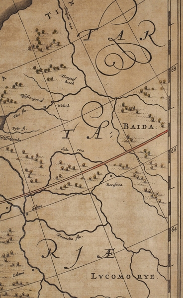 Карта Северо-восточной части Московии / карт. Исаак Масса. [Rissiae vulgo Moscoviae dictae partes septentrionalis et orientalis]. [Амстердам: Изд. Иоганн и Корнелис Блау, 1638-1647].