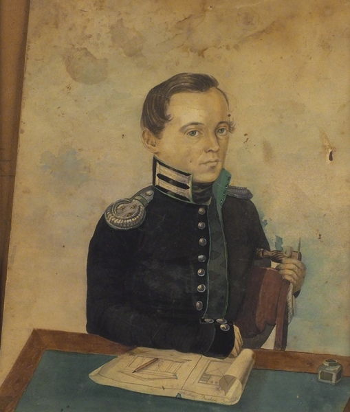 Неизвестный художник «Мужской портрет». 1841. Бумага, акварель, 22,8x19,8 см.