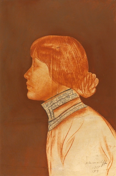 Яковлев Александр Евгеньевич (1887–1938) «Портрет китаянки (Портрет Шу-Фан)». 1924. Бумага на картоне, сангина, 53,7x35,8 см.