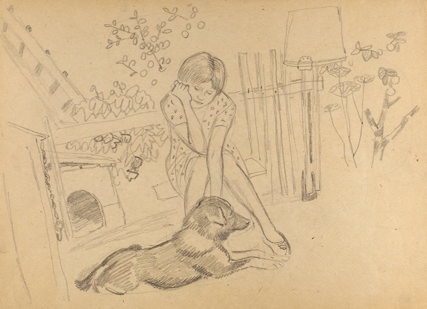 Калинычева Клара Ивановна (1933–1999) «Друзья». 1963. Бумага, графитный карандаш, 29x40,5 см.