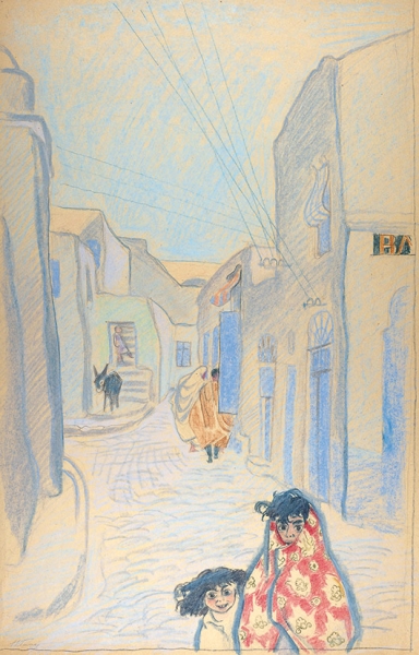 Гольц Ника Георгиевна (1925–2012) «Улица восточного города». 1960-е — 1970-е. Бумага, пастель, 53,5x34,5 см.