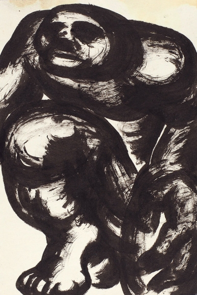 Чубаров Евгений Иосифович (1934–2012) «Фигура». 1980. Бумага, тушь, 25x17 см.