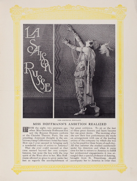 Гертруда Хоффман анонсирует русский балет. Сувенирный альбом. Нью-Йорк, 1911.
