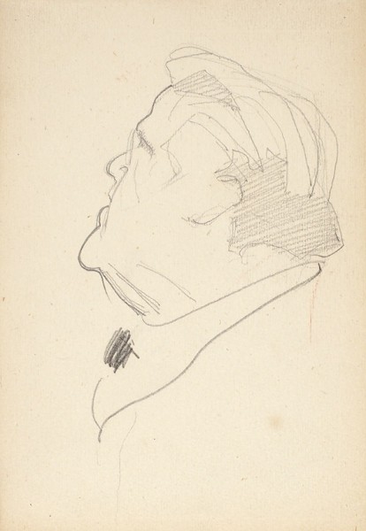 Елисеев Константин Степанович (1890—1968) «Актер Иван Москвин». Набросок. 1930-е. Бумага, графитный карандаш, 17,5 х 12 см.